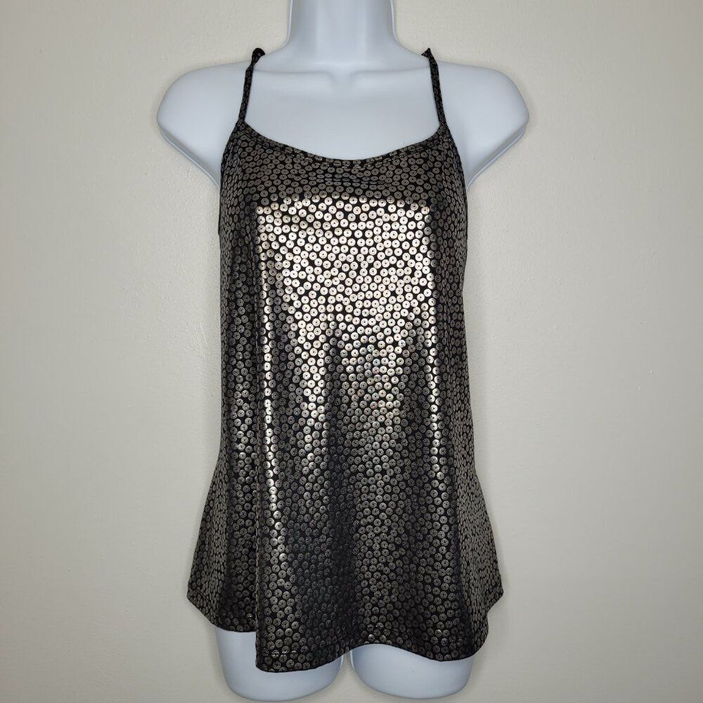 y2k Fashion Bug metallic circle grunge print going out top party size 0x